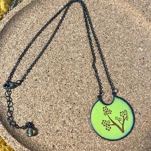 Cute green brown tree necklace adjustable girls women